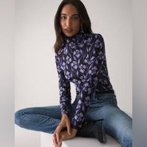 White House Black Market Mesh Turtleneck Size S